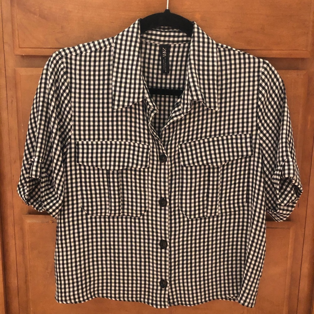 Zara cropped button down